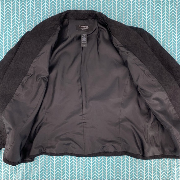 Studio by Liz Claiborne Petite Black Floral Jacquard Open Front Blazer, 16 - Picture 13 of 16